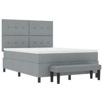 Boxspringbett mit Matratze & Bank Hellgrau 140x200 cm Stoff