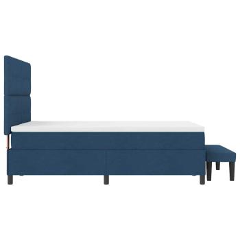 Boxspringbett mit Matratze & Bank Blau 140x200 cm Stoff