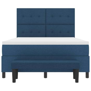 Boxspringbett mit Matratze & Bank Blau 140x200 cm Stoff