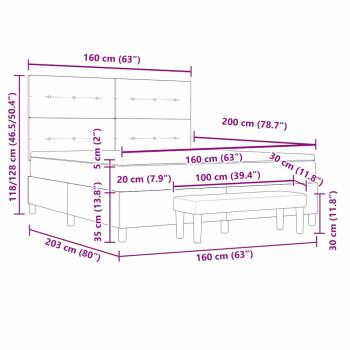 Boxspringbett mit Matratze & Bank Creme 160x200 cm Stoff