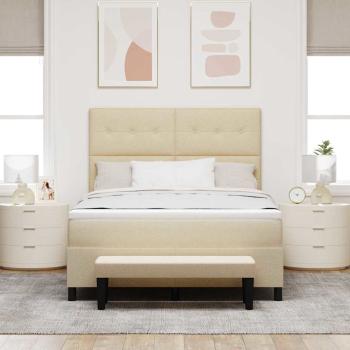 Boxspringbett mit Matratze & Bank Creme 160x200 cm Stoff