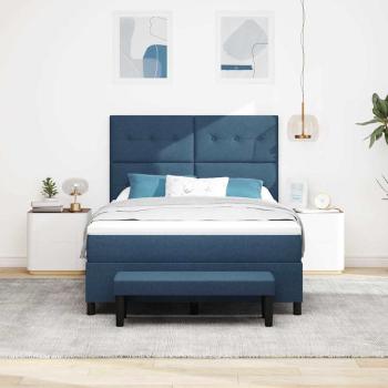 Boxspringbett mit Kopfteil Blau 160 x 200 cm Stoff
