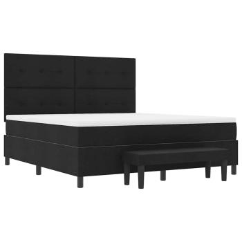 Boxspringbett mit Matratze & Bank Schwarz 180x200 cm Stoff