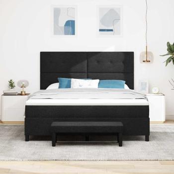 Boxspringbett mit Matratze & Bank Schwarz 180x200 cm Stoff