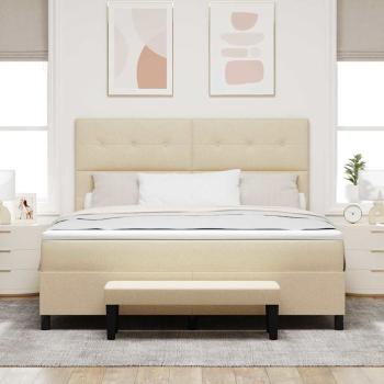 Boxspringbett mit Matratze & Bank Creme 180x200 cm Stoff
