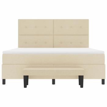 Boxspringbett mit Matratze & Bank Creme 180x200 cm Stoff