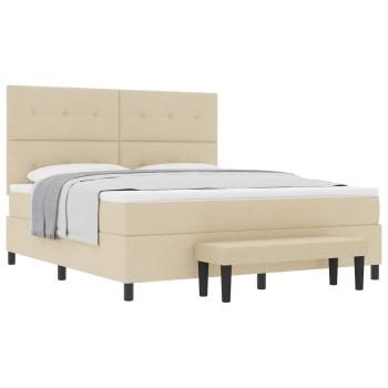 Boxspringbett mit Matratze & Bank Creme 180x200 cm Stoff