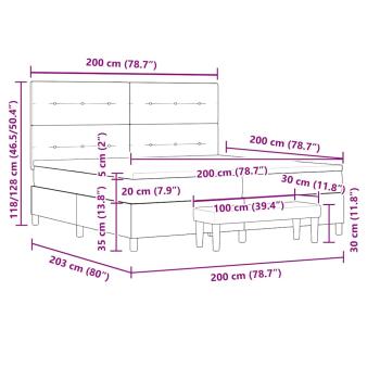 Boxspringbett mit Matratze & Bank Creme 200x200 cm Stoff