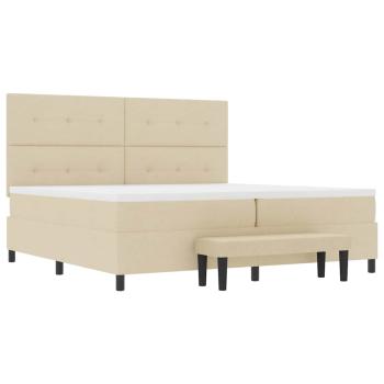 Boxspringbett mit Matratze & Bank Creme 200x200 cm Stoff