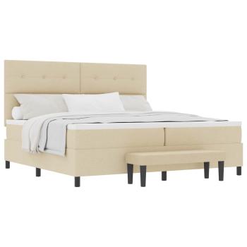 Boxspringbett mit Matratze & Bank Creme 200x200 cm Stoff