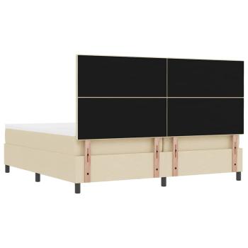 Boxspringbett mit Matratze & Bank Creme 200x200 cm Stoff