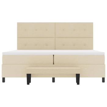 Boxspringbett mit Matratze & Bank Creme 200x200 cm Stoff