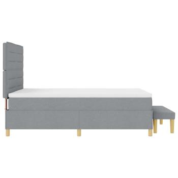 ARDEBO.de - Boxspringbett mit Matratze und Bank Hellgrau 140x200 cm Stoff
