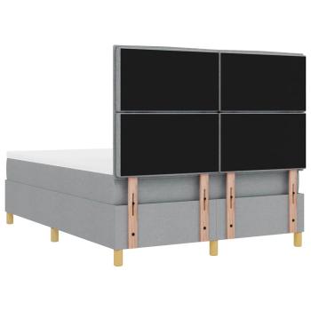 Boxspringbett mit Matratze und Bank Hellgrau 140x200 cm Stoff
