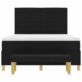 Boxspringbett mit Matratze & Bank Schwarz 140x200 cm Stoff