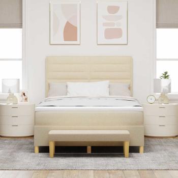 Boxspringbett mit Matratze & Bank Creme 140x200 cm Stoff