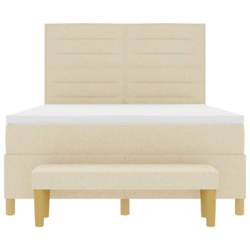 Boxspringbett mit Matratze & Bank Creme 140x200 cm Stoff