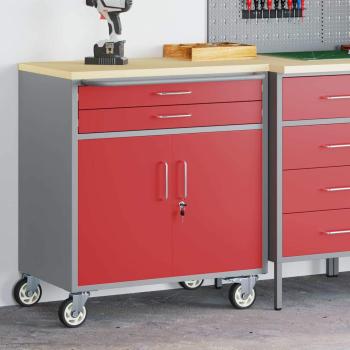 ARDEBO.de - Mobiler Werkzeugschrank Rot 75x45x85 cm aus Stahl mit Verriegelung