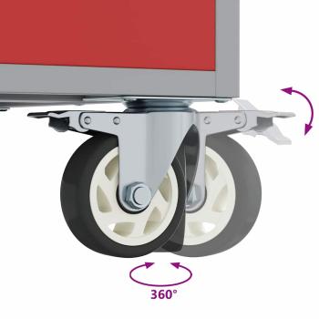 Mobiler Werkzeugschrank Rot 75x45x85 cm aus Stahl mit Verriegelung