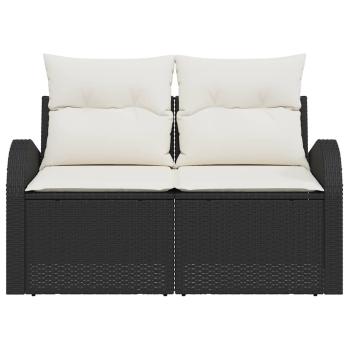 2-Sitzer Garten-Sofa mit Stauraum & Kissen Schwarz Poly-Rattan