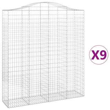 ARDEBO.de - Gabionen mit Hochbogen 9 Stk. 200x50x220/240cm Verzinktes Eisen
