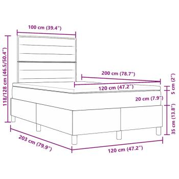 ARDEBO.de - Boxspringbett mit Matratze Hellgrau 120x200 cm Stoff