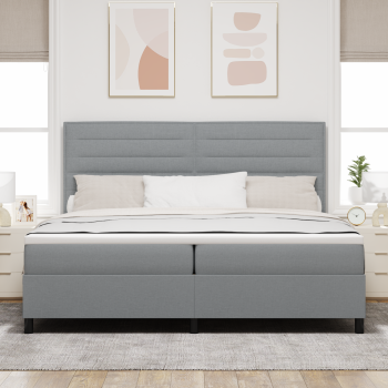 Boxspringbett mit Matratze Hellgrau 200x200 cm Stoff