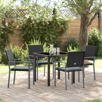 ARDEBO.de - Set aus 3 Schwarz PE-Rattan, pulverbeschichteter Stahl Standard