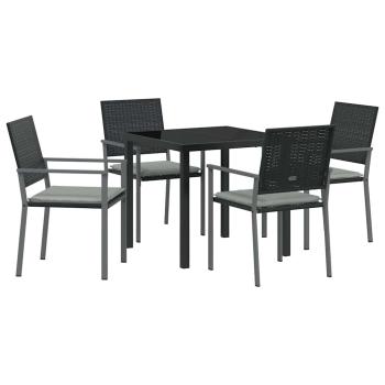 Set aus 3 Schwarz PE-Rattan, pulverbeschichteter Stahl Standard