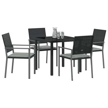 Set aus 3 Schwarz PE-Rattan, pulverbeschichteter Stahl Standard