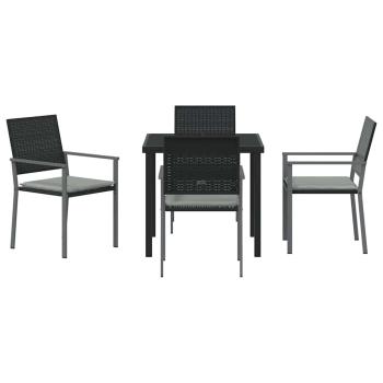 Set aus 3 Schwarz PE-Rattan, pulverbeschichteter Stahl Standard