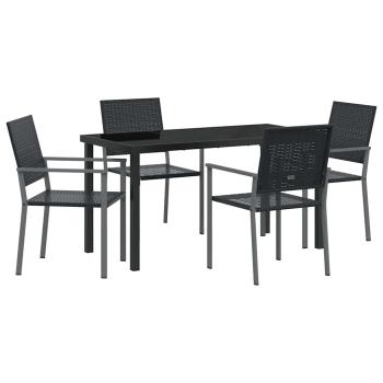 Set aus 3 Schwarz PE-Rattan und pulverbeschichteter Stahl