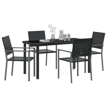 Set aus 3 Schwarz PE-Rattan und pulverbeschichteter Stahl