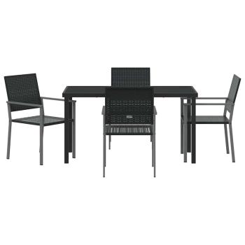 Set aus 3 Schwarz PE-Rattan und pulverbeschichteter Stahl