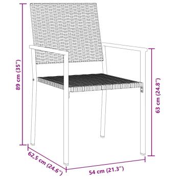Set aus 3 Schwarz PE-Rattan und pulverbeschichteter Stahl