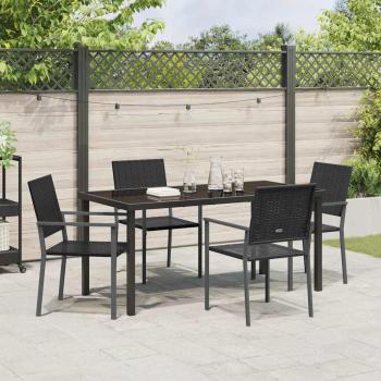 Set aus 3 Schwarz PE-Rattan, pulverbeschichteter Stahl