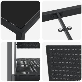 Set aus 3 Schwarz PE-Rattan, pulverbeschichteter Stahl