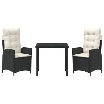 Set aus 2 Schwarz PE-Rattan Mittel Verstellbare Armlehnen