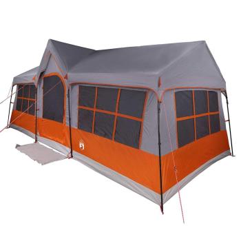 Campingzelt mit Fenstern Grau und Orange 12-Personen Wasserdicht