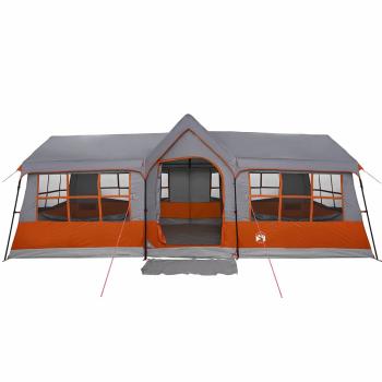 Campingzelt mit Fenstern Grau und Orange 12-Personen Wasserdicht