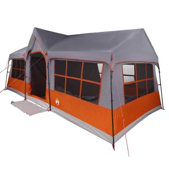Campingzelt mit Fenstern Grau und Orange 12-Personen Wasserdicht