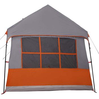 Campingzelt mit Fenstern Grau und Orange 12-Personen Wasserdicht