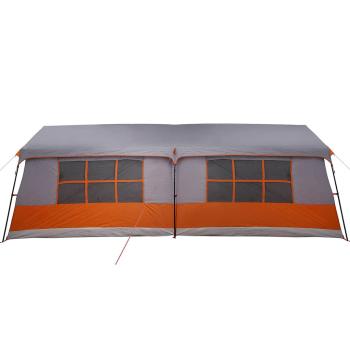 Campingzelt mit Fenstern Grau und Orange 12-Personen Wasserdicht