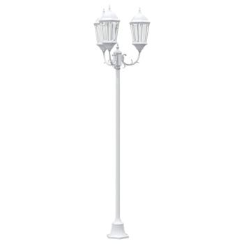 Garten Lichtmast 3-Lampe E27 Weiß 220 cm Aluminium