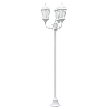 Garten Lichtmast 3-Lampe E27 Weiß 220 cm Aluminium