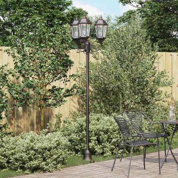 ARDEBO.de - Gartenlaterne mit 3 Lampen E27 Bronze 220 cm Aluminium