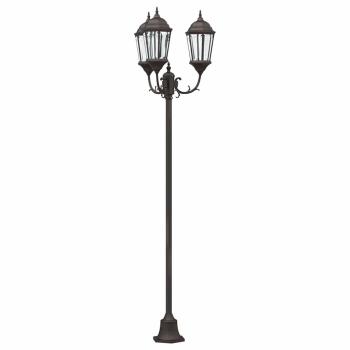 Gartenlaterne mit 3 Lampen E27 Bronze 220 cm Aluminium