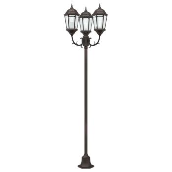Gartenlaterne mit 3 Lampen E27 Bronze 220 cm Aluminium