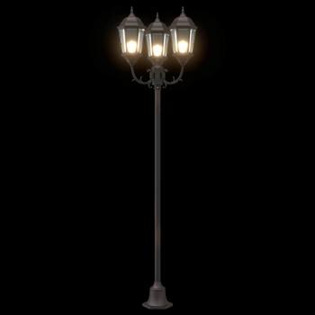 Gartenlaterne mit 3 Lampen E27 Bronze 220 cm Aluminium