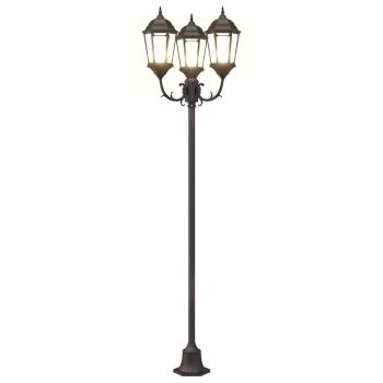 Gartenlaterne mit 3 Lampen E27 Bronze 220 cm Aluminium